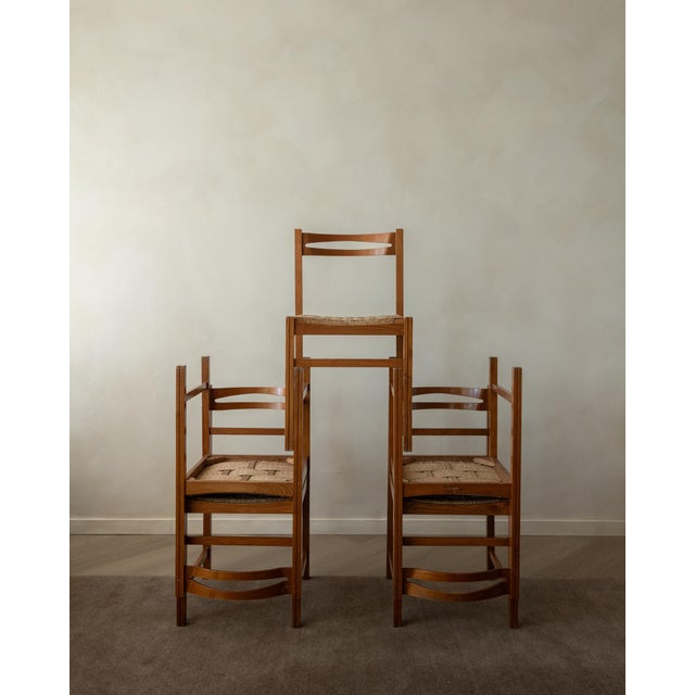 Mid-Century Modern Vintage Italian Rustic Modern Dining Chairs from Snaidero, 1970s, Set of 5 For Sale - Image 3 of 18