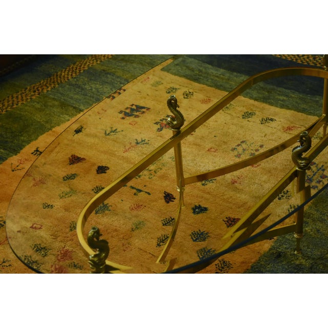 1990s Design Institute America - Vintage Glass and Brass Dolphin Motif Coffee Table For Sale In New York - Image 6 of 13