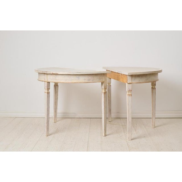 Antique Swedish Neoclassical Demi-Lune Tables, Set of 2 For Sale - Image 4 of 12