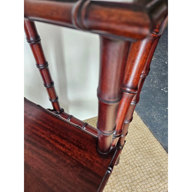 Stylish Mahogany Bamboo Turned Library Steps For Sale - Image 4 of 4
