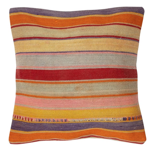 Traditional 20"x20" SET OF 2 - Hand-Woven Kilim Cushion Covers. A pair of Lace Pillow Covers For Sale - Image 3 of 4