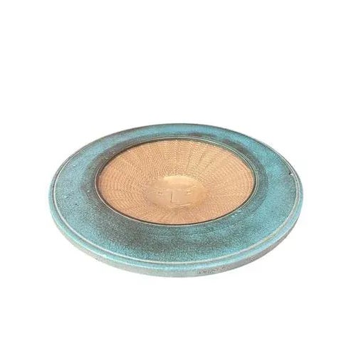 Refined hand-decorated centerpiece plate, Franco Scassellati, Sassari, vintage object. Good condition, as shown in the...