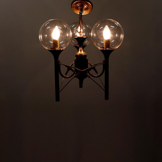 Circa 1980. We offer this Metal 3 Lights Chandelier. Made in metal.