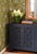 Navy Blue Matthew Izzo Home Claire Matte Navy Lacquer Four Door Buffet With Brass Knobs - Painted Trellis Design Cane Doors For Sale - Image 8 of 12