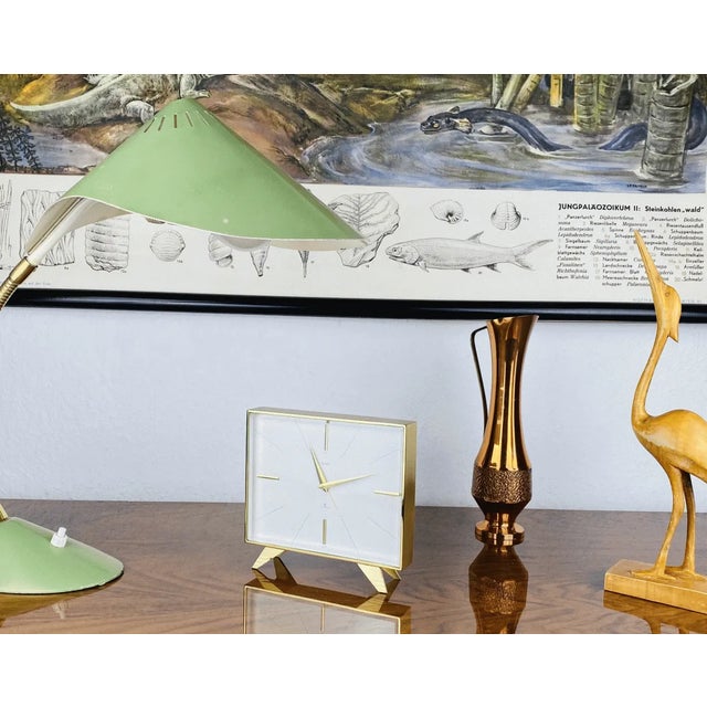 Mid-Century Modern Brass Table Clock from Swiza, 1960s For Sale - Image 3 of 7