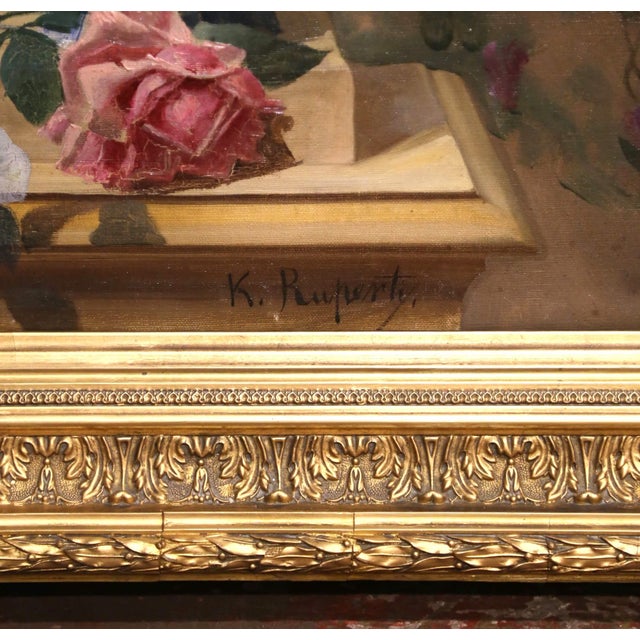 Late 19th Century 19th Century European Floral Still Life Oil Painting Signed Karl Ruperti For Sale - Image 5 of 10