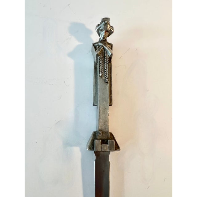 Silver Deco Style Modernist Silver Female Figure Letter Opener For Sale - Image 8 of 9