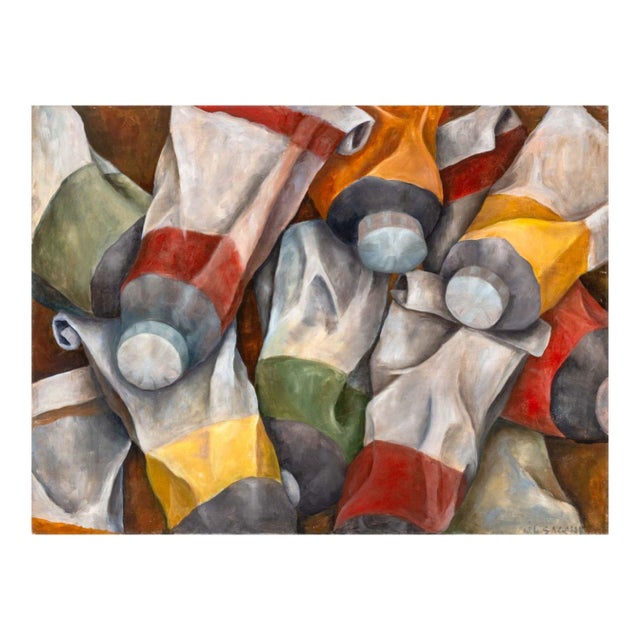 Italian School Paint Tubes Oil on Canvas For Sale