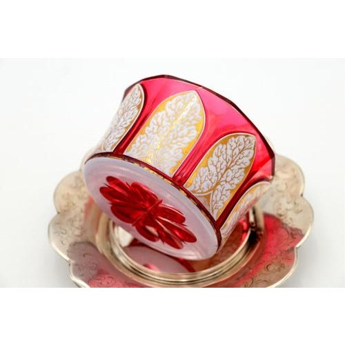 Colored Glass Candy Box with Silver Base and Lid For Sale - Image 6 of 9