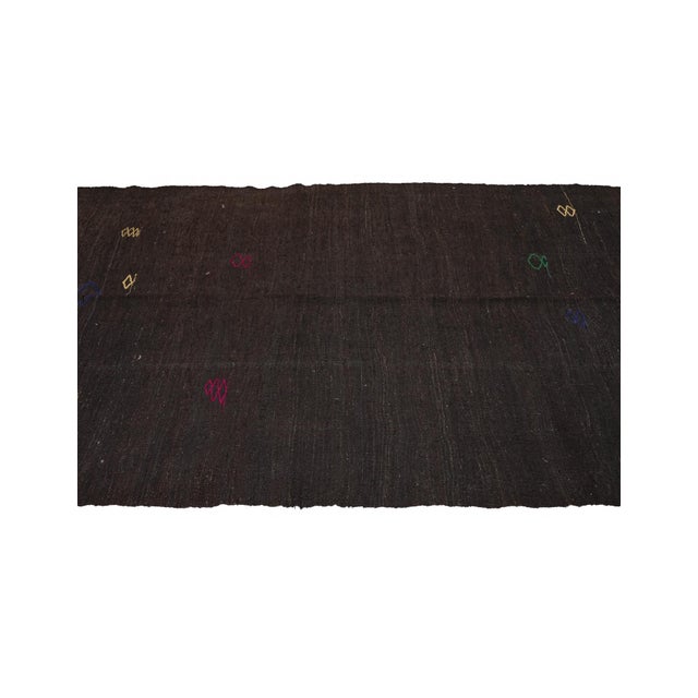 Dark Brown Vintage Kilim Rug - 5`5″ X 8`8″ For Sale - Image 4 of 6