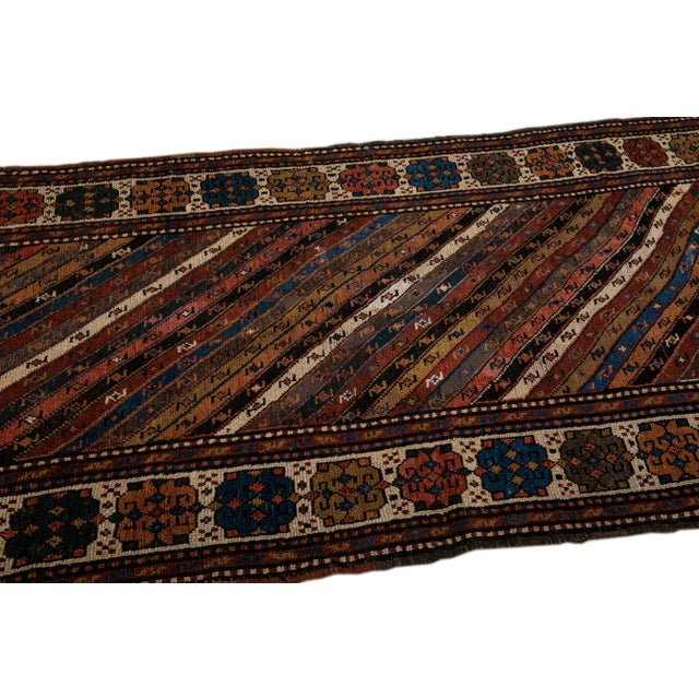 Vintage Caucasian Brown Handmade All-Over Designed Wool Runner For Sale In New York - Image 6 of 10