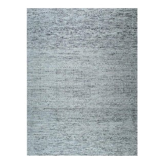 8x10 Gray Hand-Knotted Silk Subtle Textured Solid Open Field Modern Carpet Rug For Sale