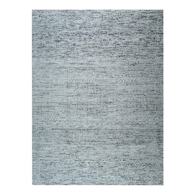 8x10 Gray Hand-Knotted Silk Subtle Textured Solid Open Field Modern Carpet Rug For Sale
