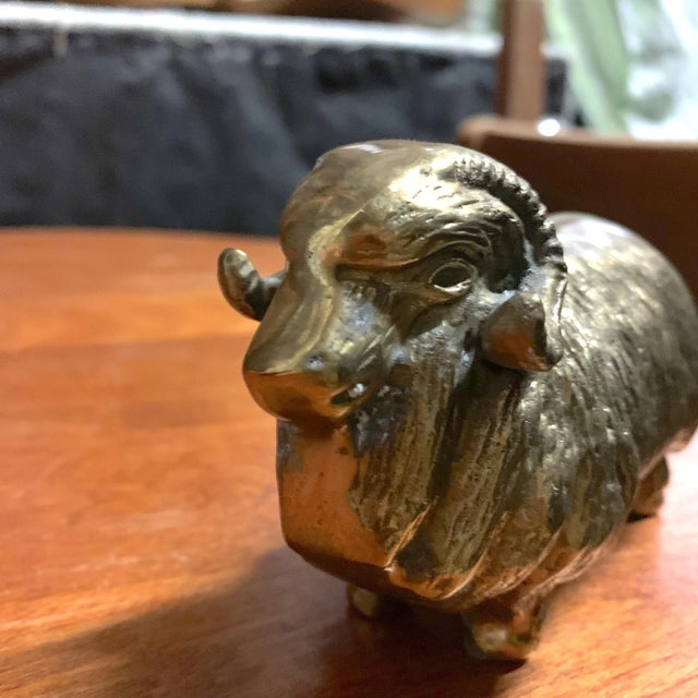 Brass Vintage Solid Brass Ram Figure For Sale - Image 8 of 8