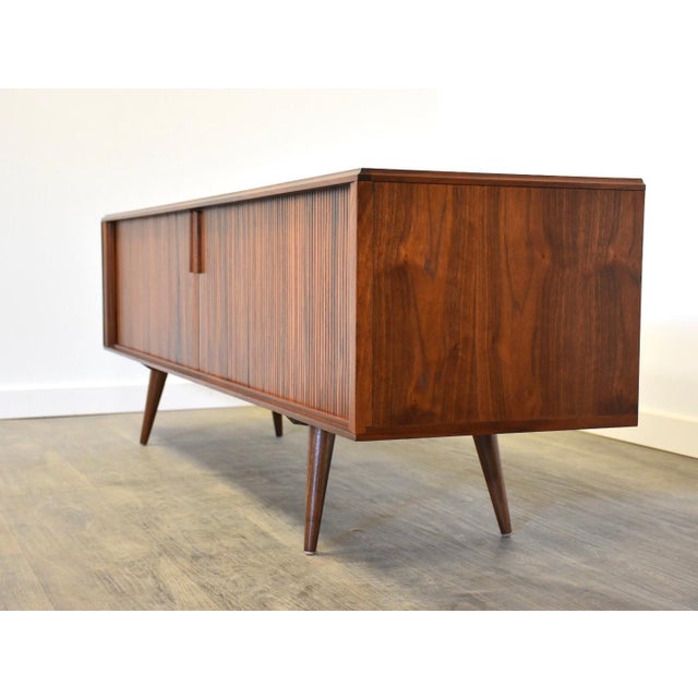Walnut Tambour Door Record Credenza by Barzilay Chairish