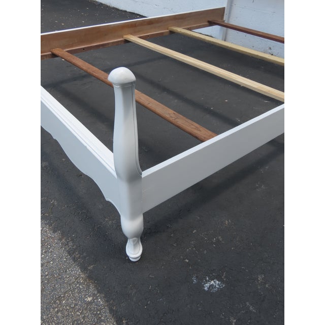 French Shabby Chic Painted White Carved Full Size Bed 6446 For Sale - Image 12 of 14