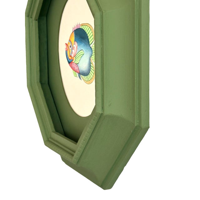 Realism Original Hand-Painted Blue Fish Painting in a Hand-Painted Frame For Sale - Image 3 of 4