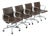 Set of 4 Eames Thin Pad Office Chairs for Herman Miller, Brown Leather Aluminum Group For Sale