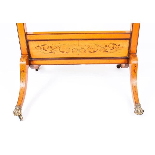 Brown Early 20th Century Edwardian Satinwood Marquetry Inlaid Cheval Mirror For Sale - Image 8 of 16