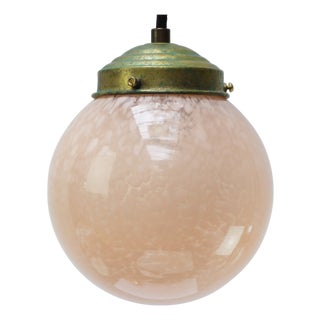 French Pink Glass Pendant Lamp For Sale