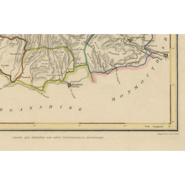 This antique county map depicts brecknockshire (breconshire) in wales, a region known for its dramatic landscapes,...