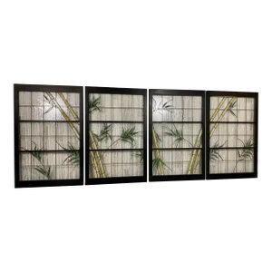 Pair of Leaded Glass Windows in Wood Frames