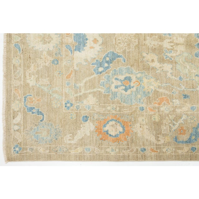 2010s Light Brown Contemporary Sultanabad Floral Wool Rug by Apadana For Sale - Image 5 of 10