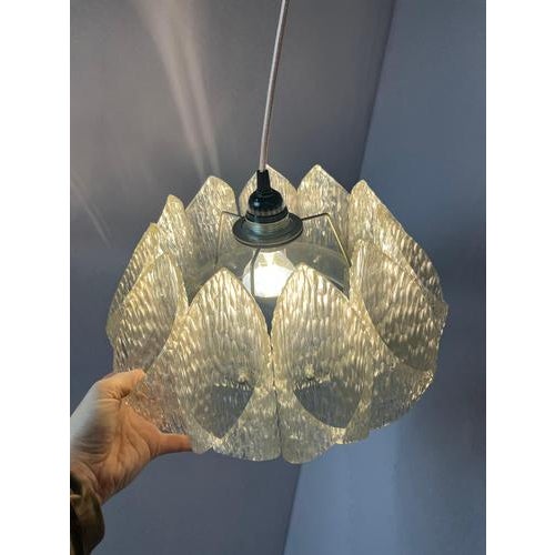 White Ice Glass Pendant Lamp from Marbach Leuchten For Sale - Image 8 of 11