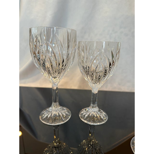 Crystal Glasses Made in Slovakia-Bohemia Pattern Name: ‘Elise’ A pair of water goblets with a matching pair of wine...