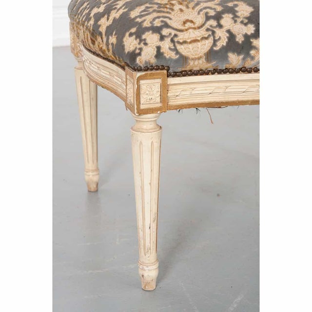 19th Century French 19th Century Louis XVI-Style Upholstered Stool For Sale - Image 5 of 6