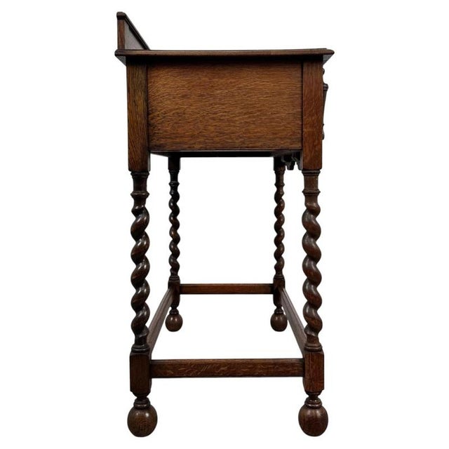 Wood Early 20th Century Antique English Jacobean Revival Oak Side Table For Sale - Image 7 of 12