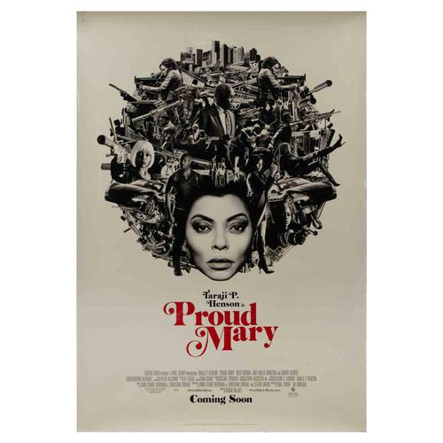 Early 21st Century Proud Mary Movie Poster in Monochrome Collage, Italy, 2018 For Sale - Image 5 of 5