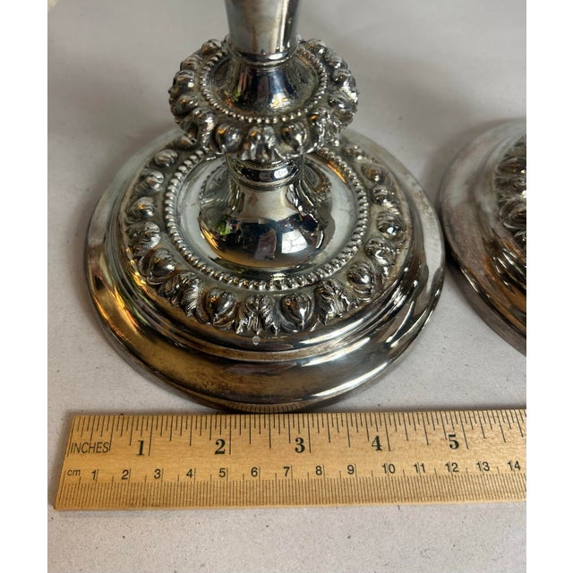 Mid 19th Century Antique 1800’s Victorian Candlesticks Silverplate Meriden Britannia Company - A Pair For Sale - Image 5 of 11