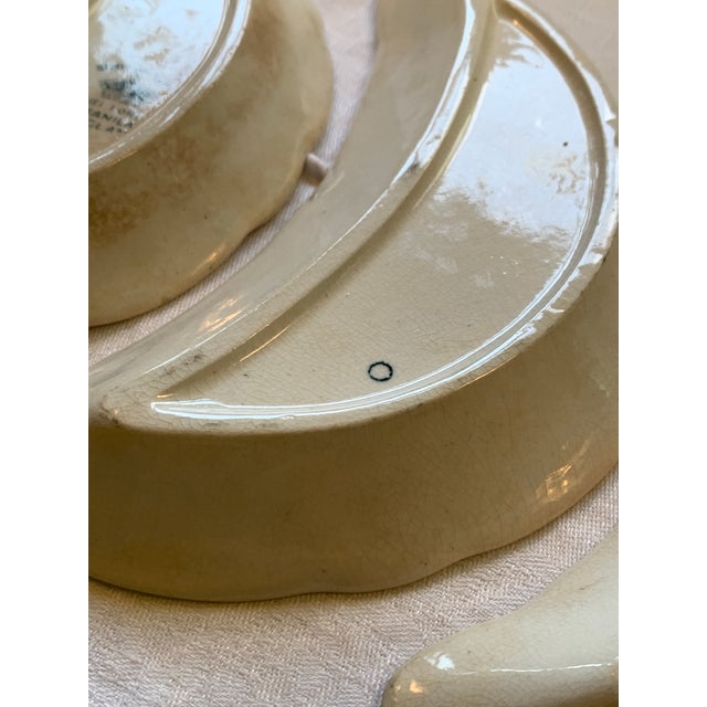 Antique English Teal Transferware Bone Dishes - Set of 4 For Sale - Image 9 of 16