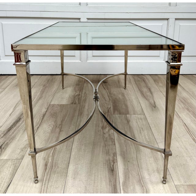 Metal Vintage Neoclassical Maison Jansen Style Mirrored & Polished Steel Coffee Table For Sale - Image 7 of 14