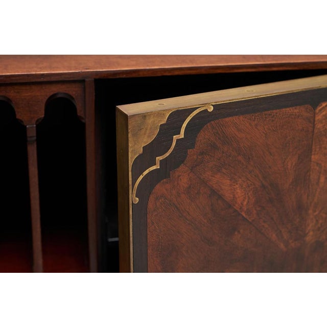 Wood Vintage Desk in Mahogany and Brass, 1930s For Sale - Image 7 of 18