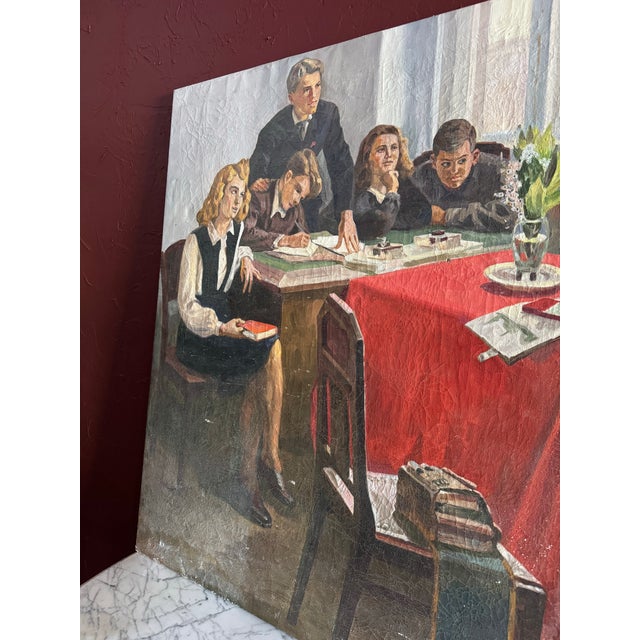 1960’s Social Realism Soviet Large Scale Painting For Sale - Image 4 of 10