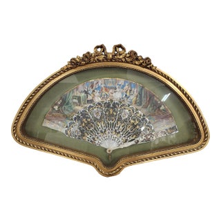 Stunning Hand Painted Antique Framed French Fan For Sale
