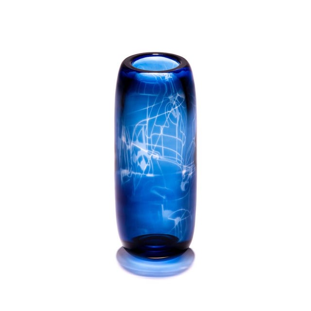 Harvest Graal Blue and Black Glass Vase by Tiina Sarapu For Sale - Image 15 of 16
