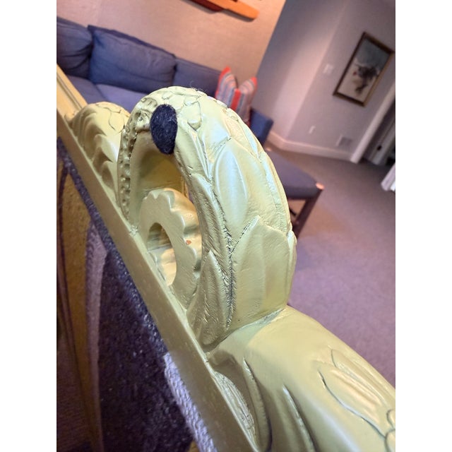 This elegant neoclassical-style settee features a beautifully carved solid wood frame, finished in a custom soft...