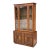 C. 1972 Mid Century Modern China Cabinet W/ Etched Geometric Glass, Carved Accents, Brutalist Pulls For Sale