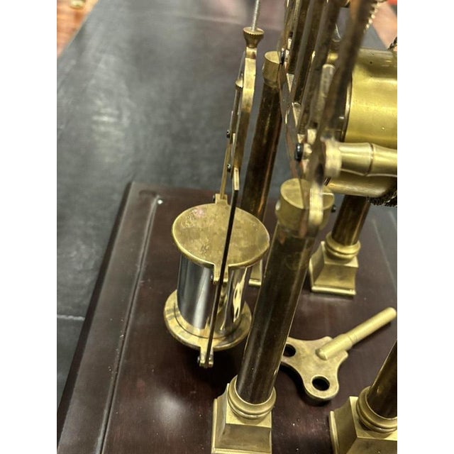 Large Chain Fusee Cathedral Skeleton Clock with Case and Key For Sale - Image 10 of 14