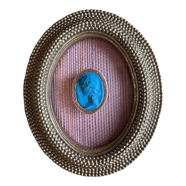 2025 Miniature French Grand Tour Plaster Intaglio Replica in Blue, Framed For Sale