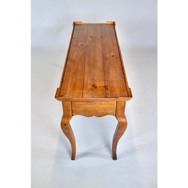 Wood Vintage French Country Pine Writing Desk With Glass Top, 1990s, Usa For Sale - Image 7 of 14
