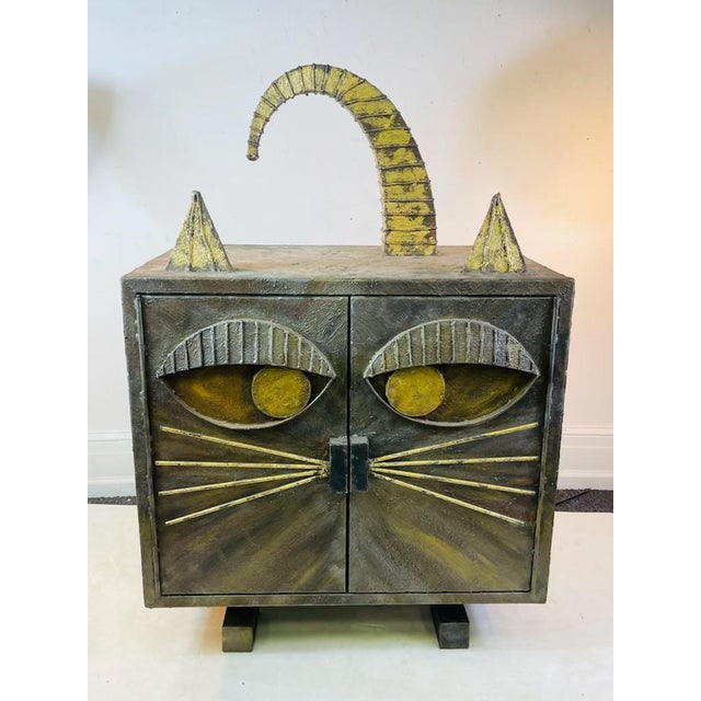 Incredible Brutalist Style Metal Cat Cabinet. For Sale - Image 11 of 11