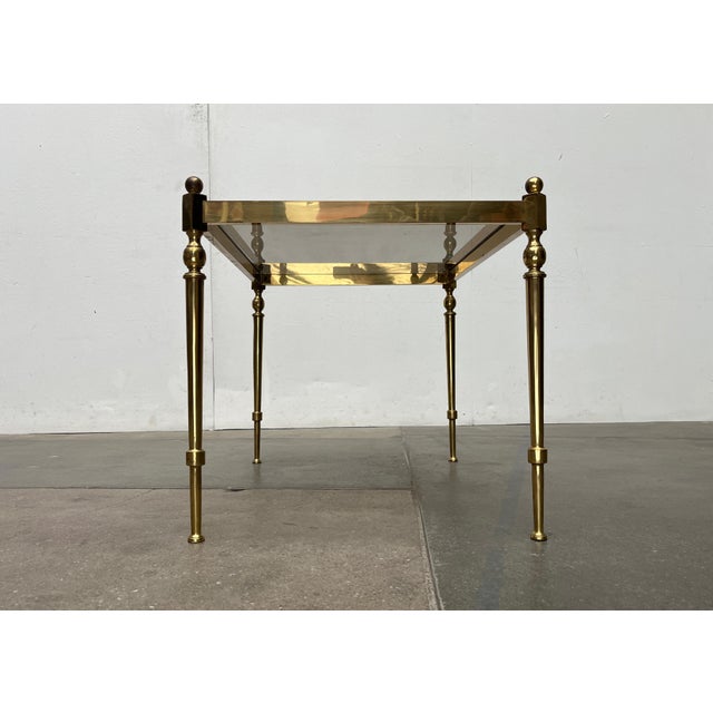 Mid-Century German Neoclassical Hollywood Regency Style Brass and Glass Side or Bedside Tables, 1950s, Set of 2 For Sale - Image 5 of 18