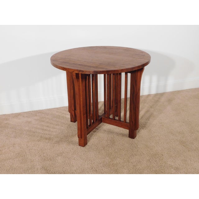 Kimball Antique Style Mission Prairie Arts & Crafts Oak Round Occasional Table For Sale - Image 13 of 18