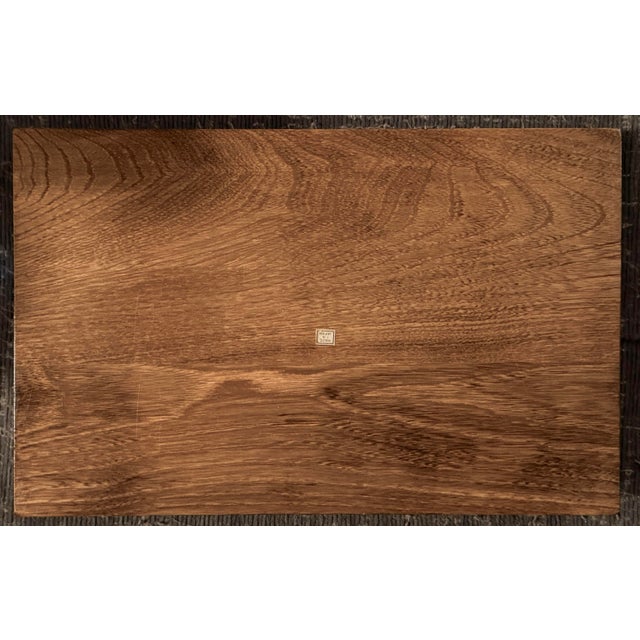 1970s 1970s Japanese MCM Tri-Fold Walnut & Ceramic Folk Art Charcuterie Board For Sale - Image 5 of 9