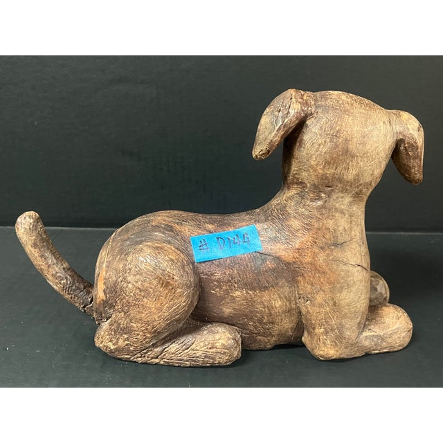 Wood Vintage Carved Solid Wood Dog Sculpture For Sale - Image 7 of 9