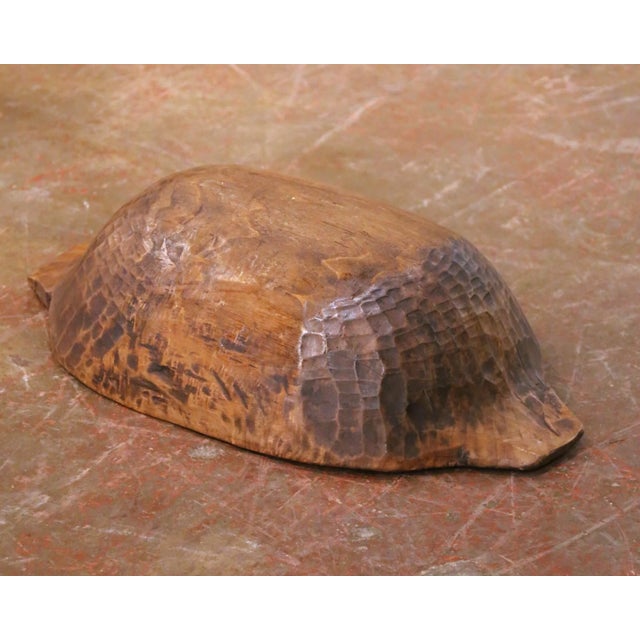Wood 19th Century French Hand-Carved Elm Dough Bowl With Handles For Sale - Image 7 of 7